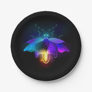 Neon Firefly on black Paper Plate