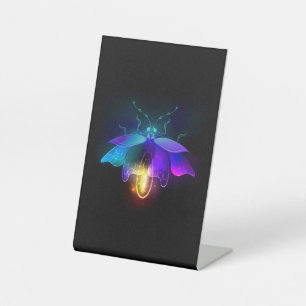 Neon Firefly on black Pedestal Sign