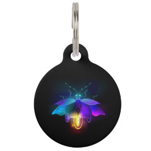 Neon Firefly on black Pet Tag