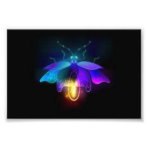 Neon Firefly on black Photo Print
