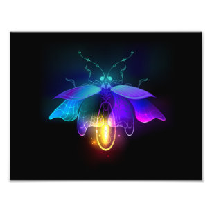 Neon Firefly on black Photo Print