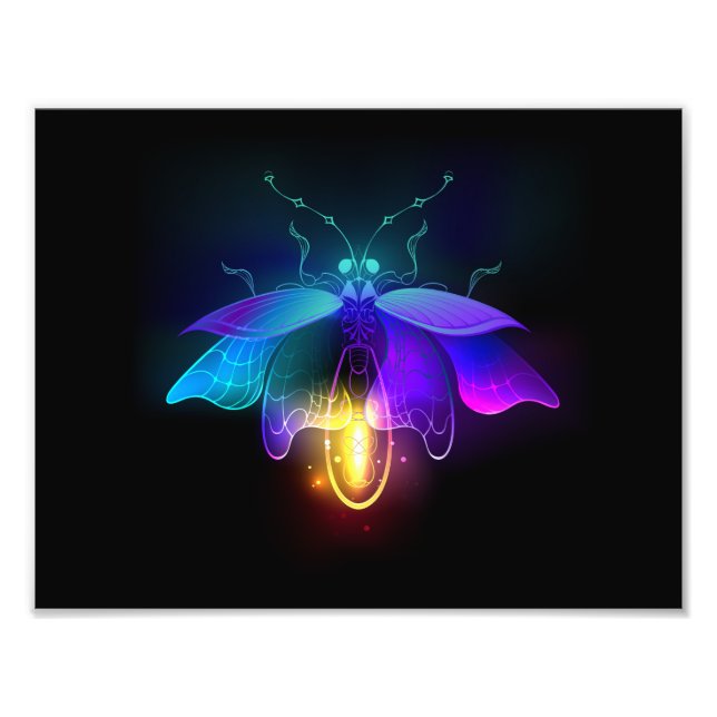 Neon Firefly on black Photo Print (Front)