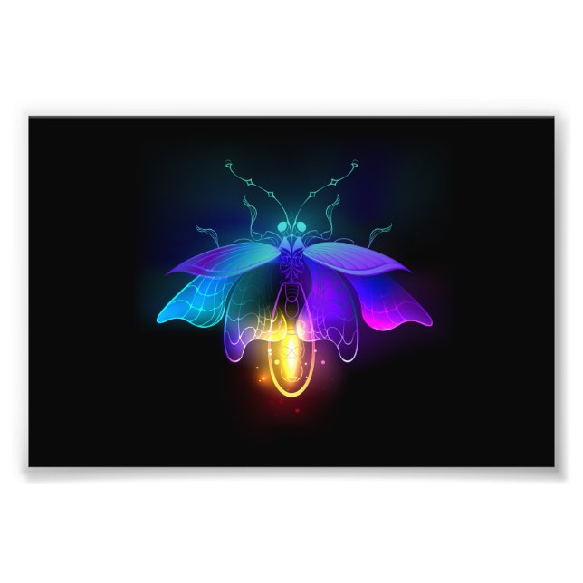 Neon Firefly on black Photo Print (Front)