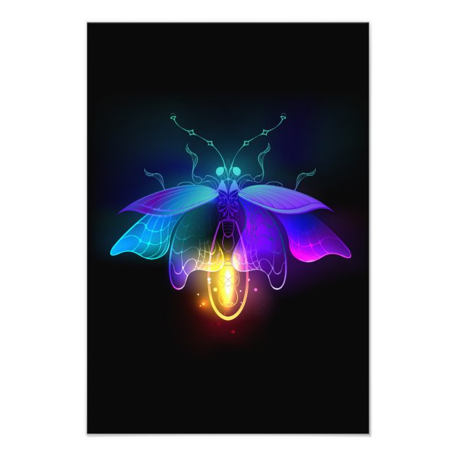 Neon Firefly on black Photo Print (Front)