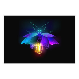 Neon Firefly on black Photo Print