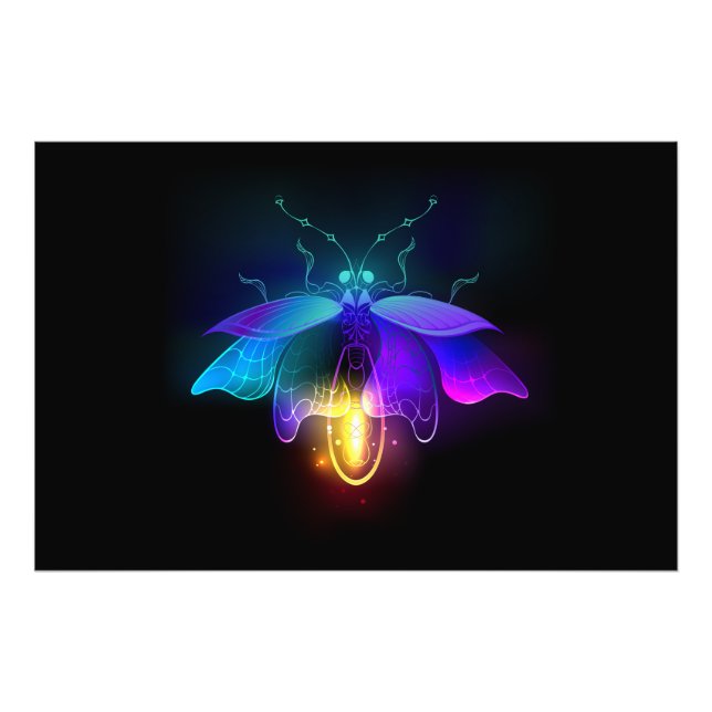 Neon Firefly on black Photo Print (Front)