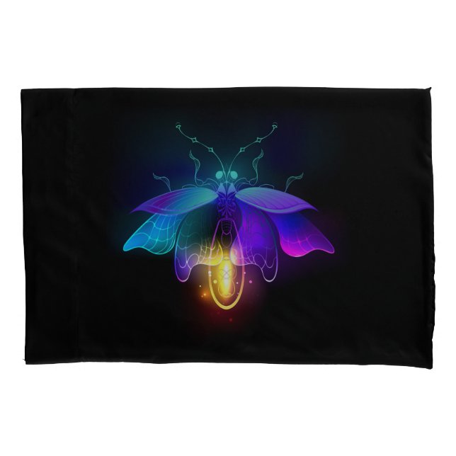Neon Firefly on black Pillowcase (Front)