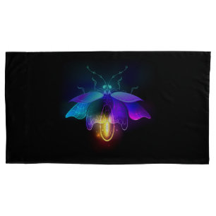 Neon Firefly on black Pillowcase
