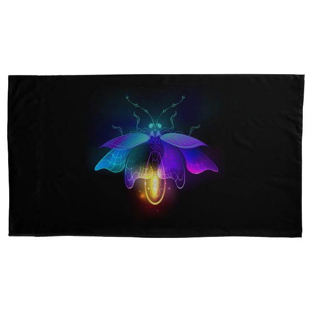 Neon Firefly on black Pillowcase (Front)