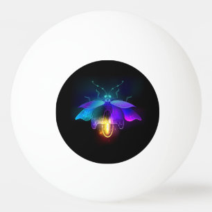 Neon Firefly on black Ping Pong Ball