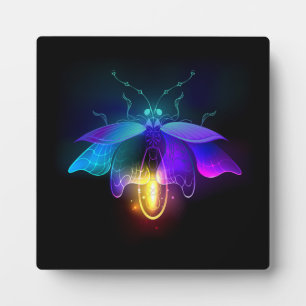 Neon Firefly on black Plaque