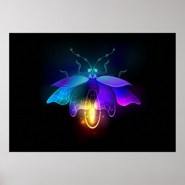 Neon Firefly on black Poster (Front)
