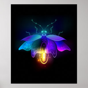 Neon Firefly on black Poster
