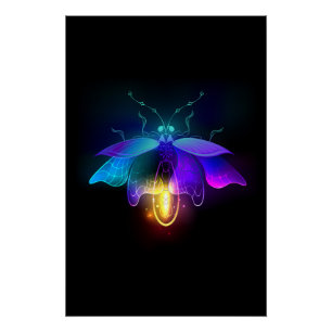 Neon Firefly on black Poster