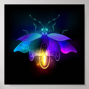 Neon Firefly on black Poster