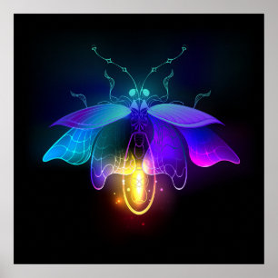 Neon Firefly on black Poster