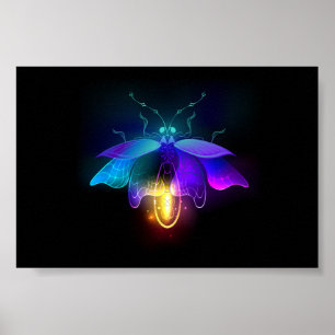 Neon Firefly on black Poster