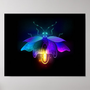 Neon Firefly on black Poster