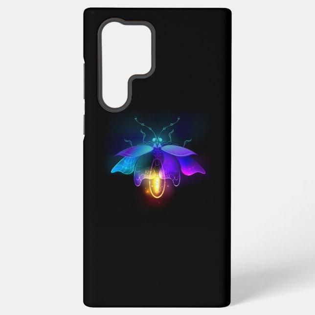 Neon Firefly on black Samsung Galaxy S22 Ultra Case (Back)