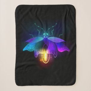 Neon Firefly on black Sherpa Blanket