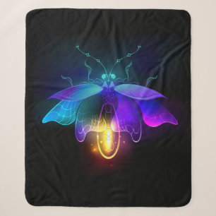 Neon Firefly on black Sherpa Blanket