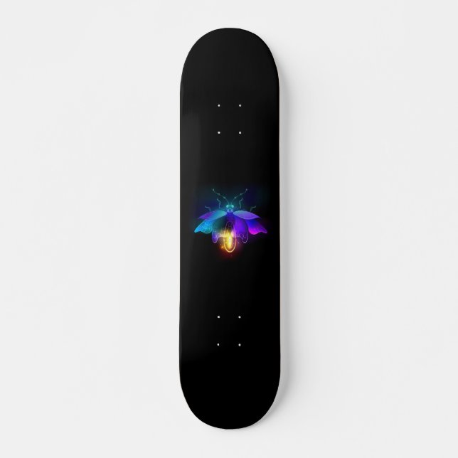 Neon Firefly on black Skateboard (Front)