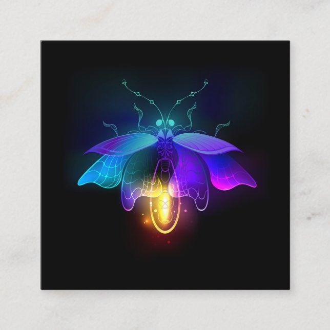 Neon Firefly on black Square Business Card (Front)