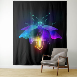 Neon Firefly on black Tapestry