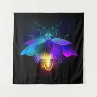 Neon Firefly on black Tapestry