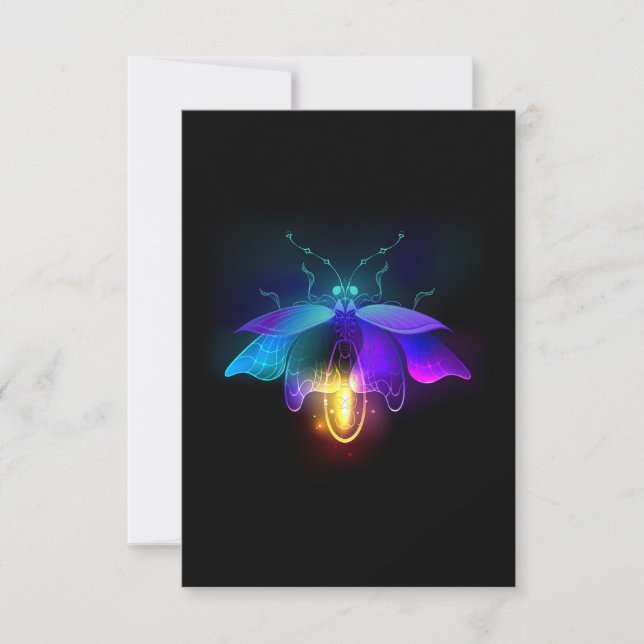 Neon Firefly on black Thank You Card (Front)