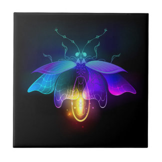 Neon Firefly on black Tile