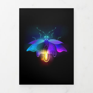 Neon Firefly on black Tri-Fold Holiday Card