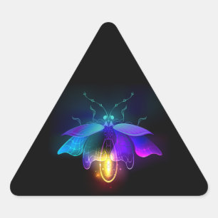 Neon Firefly on black Triangle Sticker