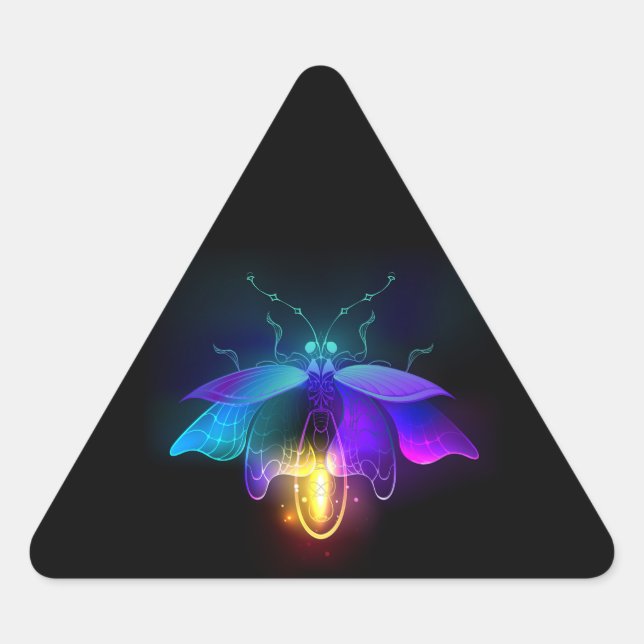 Neon Firefly on black Triangle Sticker (Front)