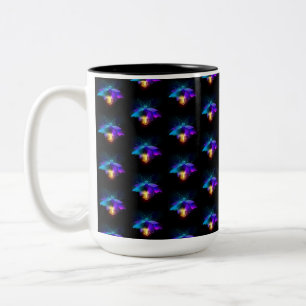 Neon Firefly on black Two-Tone Coffee Mug