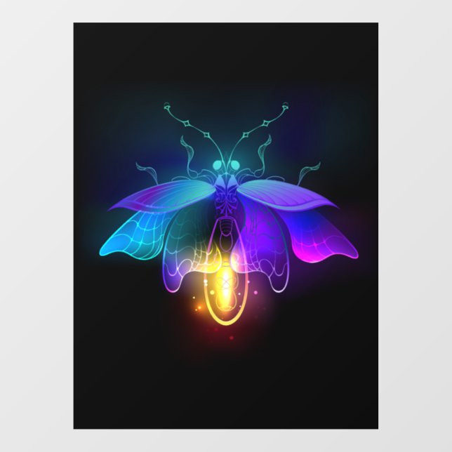 Neon Firefly on black Window Cling (Sheet)