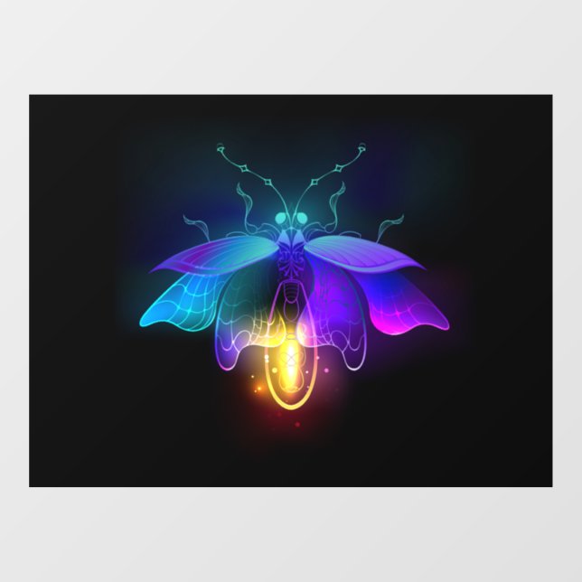 Neon Firefly on black Window Cling (Sheet)