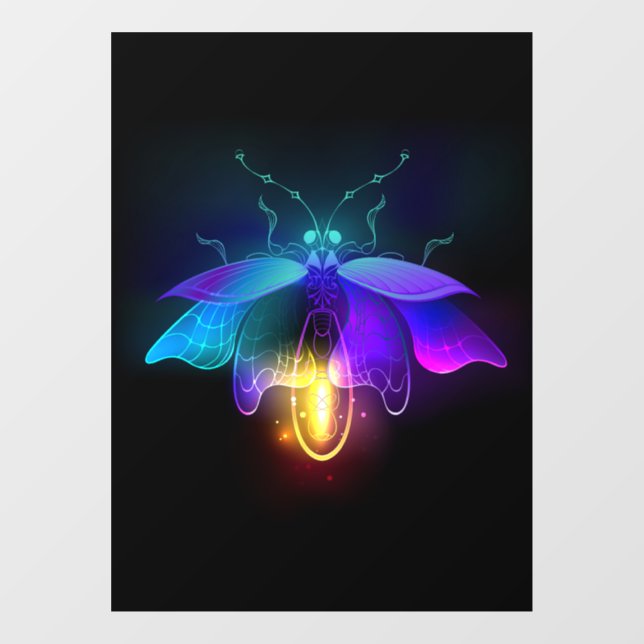 Neon Firefly on black Window Cling (Sheet)