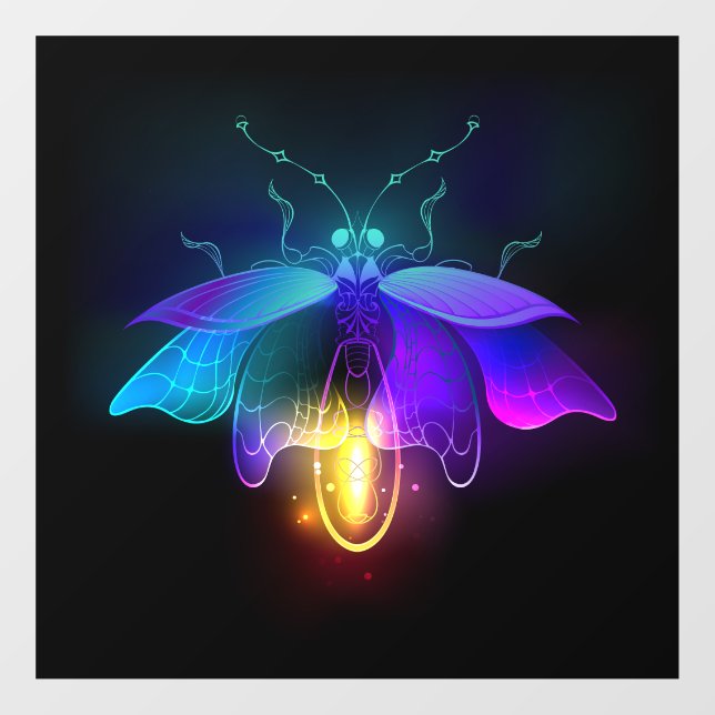 Neon Firefly on black Window Cling (Sheet)