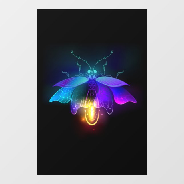 Neon Firefly on black Window Cling (Sheet)
