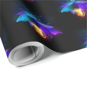 Neon Firefly on black Wrapping Paper