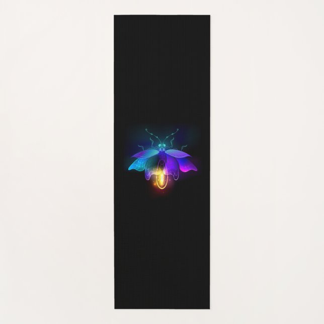 Neon Firefly on black Yoga Mat (Front)