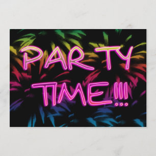Neon Fireworks Party Invitation
