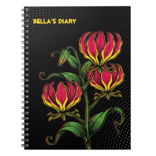 Neon Flame Lily: Pop Art Gloriosa superba Notebook