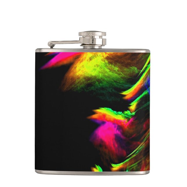 Neon Flames of Rave Lights and Party Hip Flask (Front)