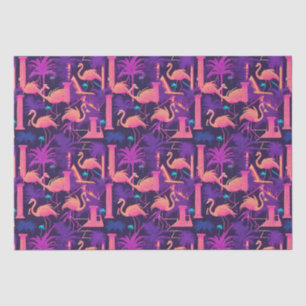 Neon Flamingo Palm Trees Vaporwave Aesthetic Tissue Paper