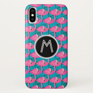 Neon Flamingos Add Your Initial iPhone X Case