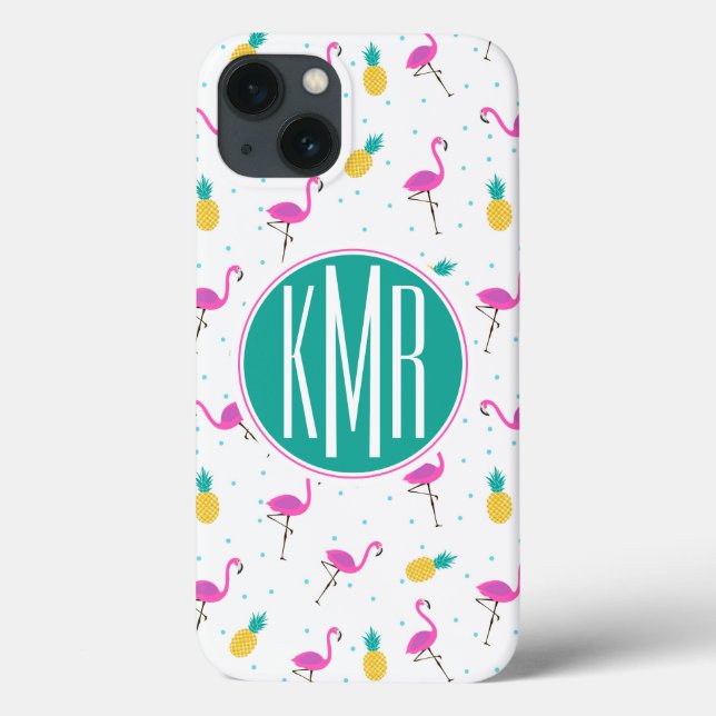 Neon Flamingos | Monogram Case-Mate iPhone Case (Back)