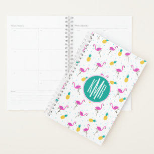 Neon Flamingos   Monogram Planner
