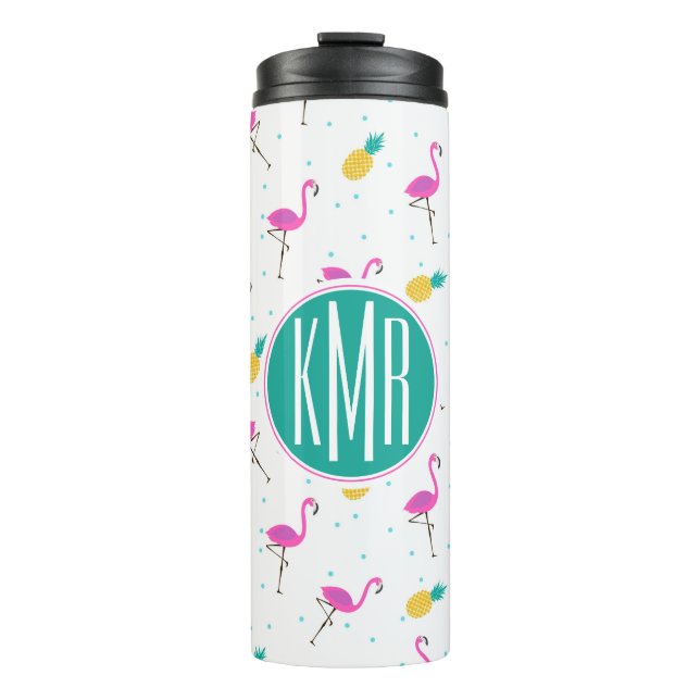 Neon Flamingos | Monogram Thermal Tumbler (Front)